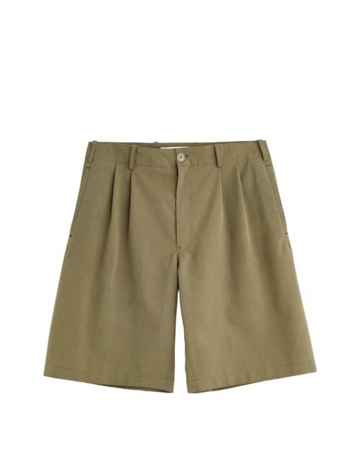 Our Legacy Green Ponte Pleated Shorts