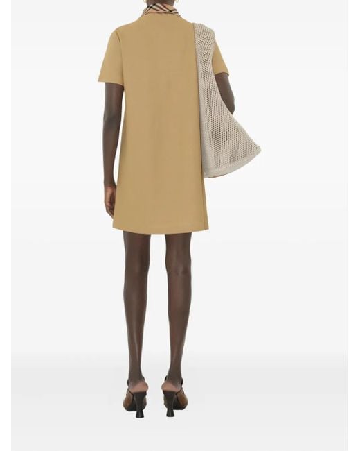 Vestido tipo polo de algodón Burberry de color Natural