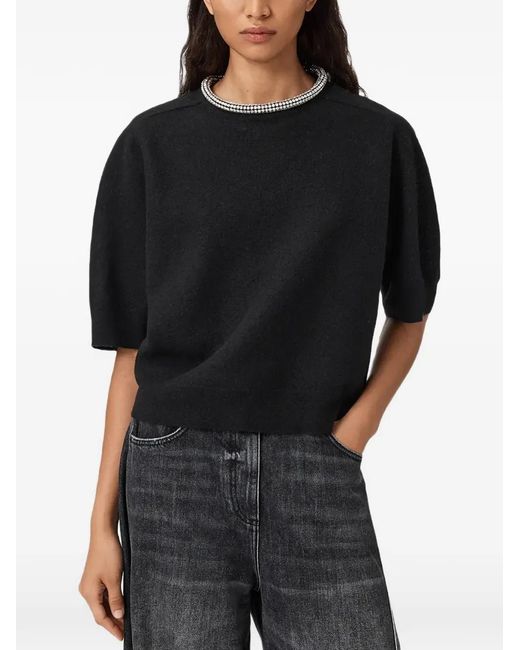 AllSaints Black Odell Embellished Short-Sleeve T-Shirt