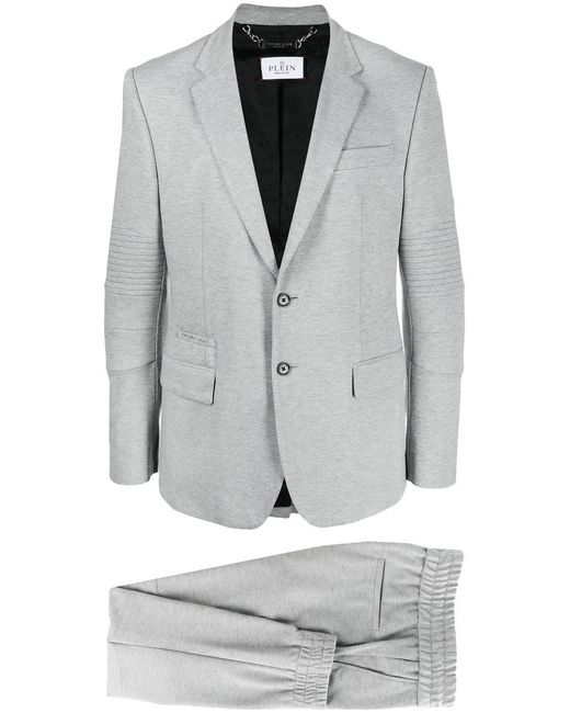 Philipp Plein Gray Single-Breasted Tailored Suit for men