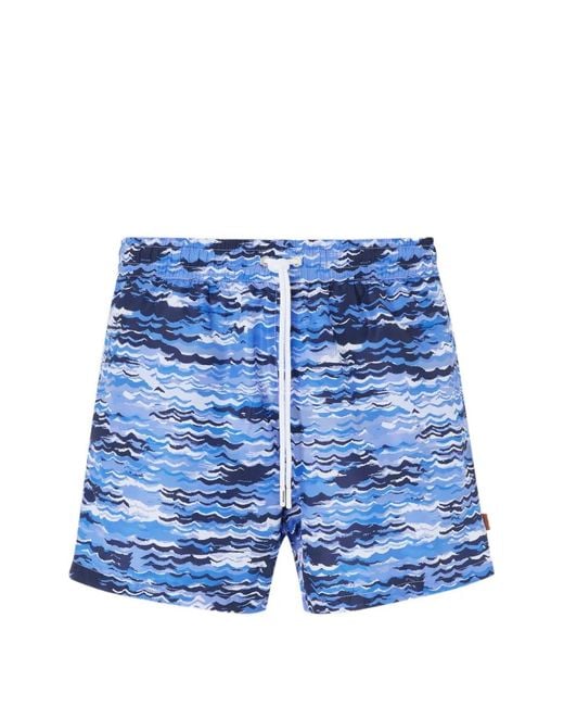 Missoni Blue Wave-Pattern Swim Shorts for men