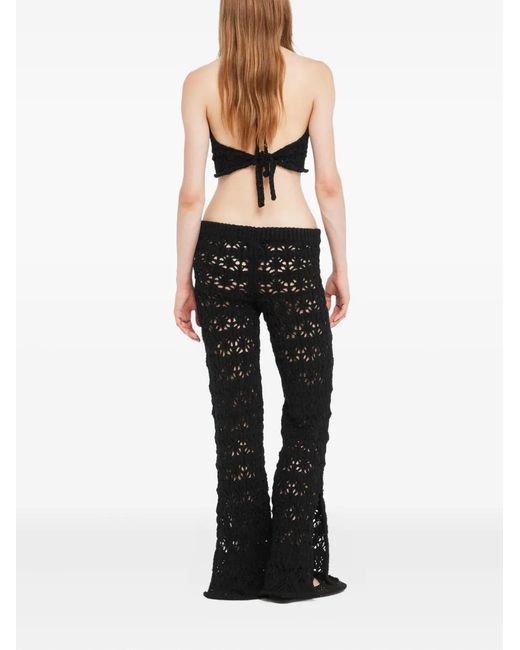 Alanui Black Lagoon Romance Crochet Halterneck Top