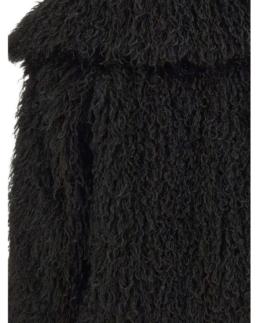 Kaos Black Faux-Fur Wide-Collar Jacket