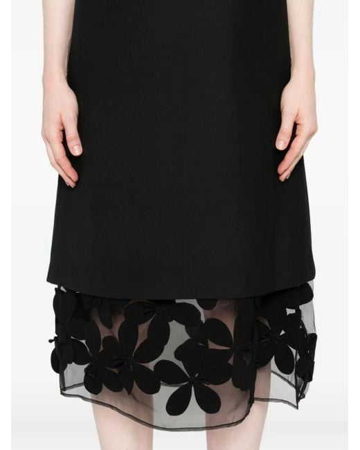 Liviana Conti Black Sleeveless Floral-Applique Dress