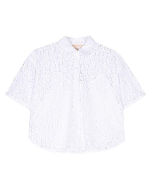 MICHAEL Michael Kors White Leopard Corded-lace Shirt