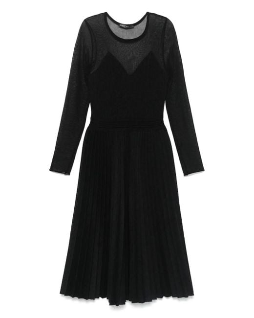 Marc Cain Black Pleated Midi Dress