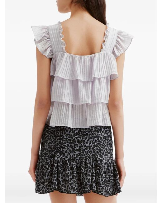 B+ AB White Ruffled Tiered Top