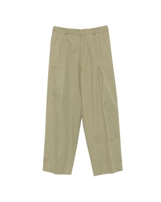 Amaranto Green Pleated-Front Trousers for men