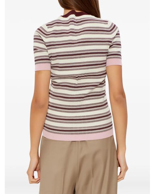 Moncler White Striped Knitted T-Shirt