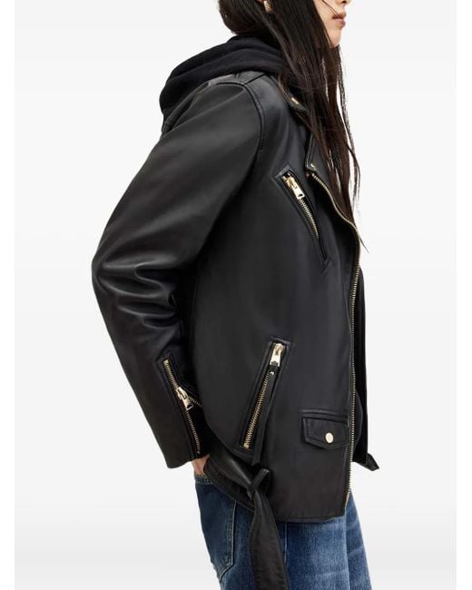 AllSaints Black Biller Leather Jacket