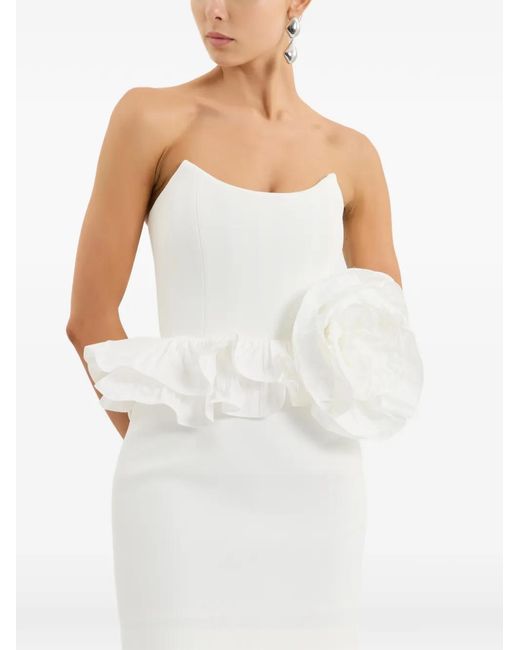 Rebecca Vallance White Ozias Ruffled Strapless Mini Dress