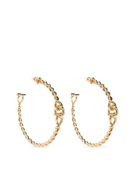 Ferragamo Metallic Boucles D'Oreilles À Design Torsadé Gancini