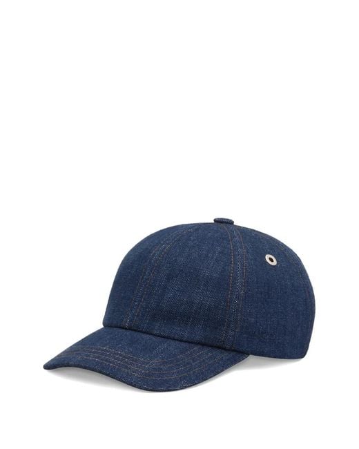 AMI Blue Denim Side Patch Cap