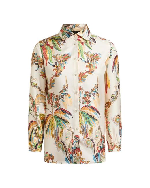 Etro White Paisley-Print Silk Shirt