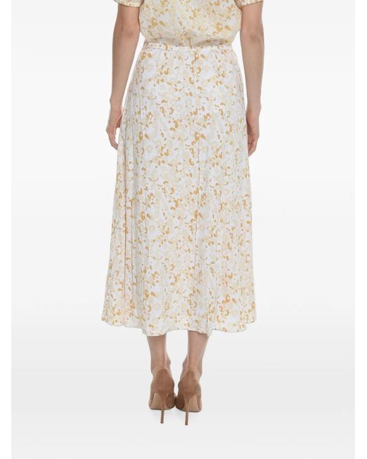 Samsøe & Samsøe Natural Andina Floral-Print Flared Midi Skirt