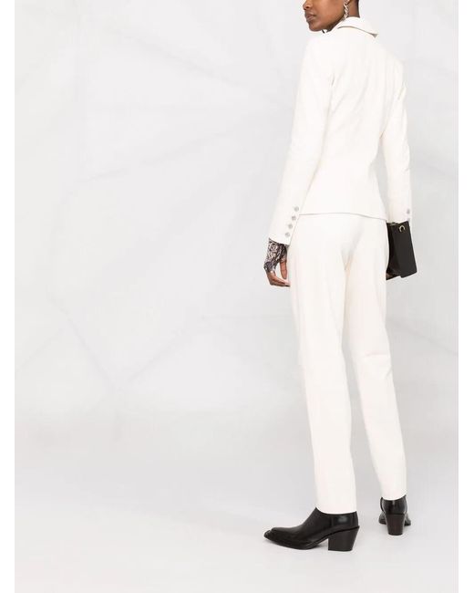 Philipp Plein White Double-Breasted Leather Blazer