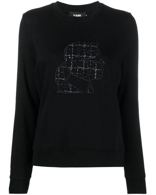 Karl Lagerfeld Black Karl Profile Bouclé-Sweatshirt