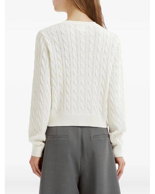 B+ AB White Cable-Knit Bow-Detail Cardigan