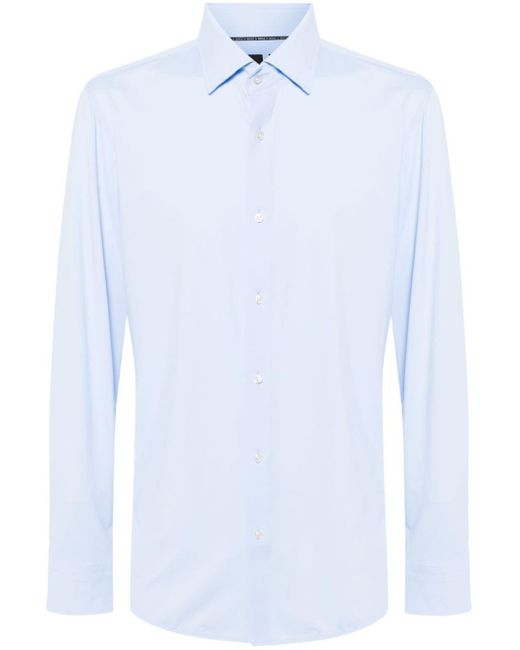 Chemise en jersey à col italien Boss pour homme en coloris White