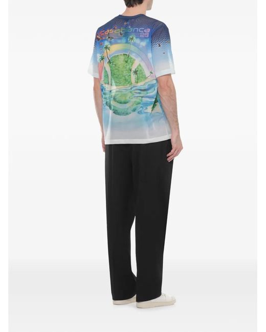 Casablanca Blue Butterfly Print T-Shirt for men