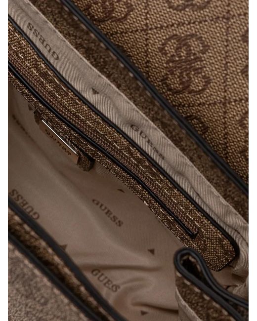 Guess Brown Satchel-Tasche Mit Muster