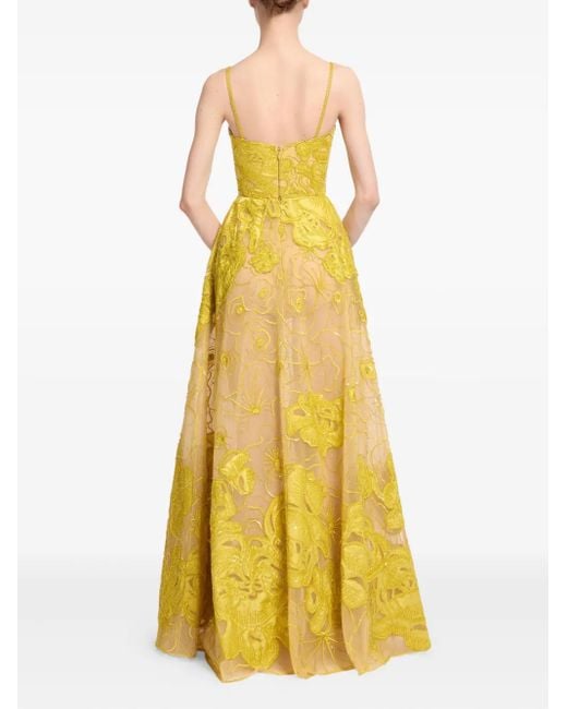 Elie Saab Yellow Bead-Embellished Maxi Dress
