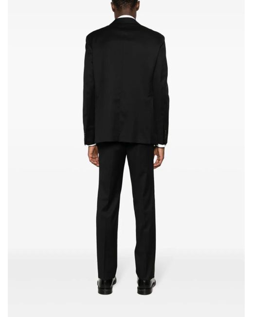 Tagliatore Black Brooch-Detail Single-Breasted Suit for men