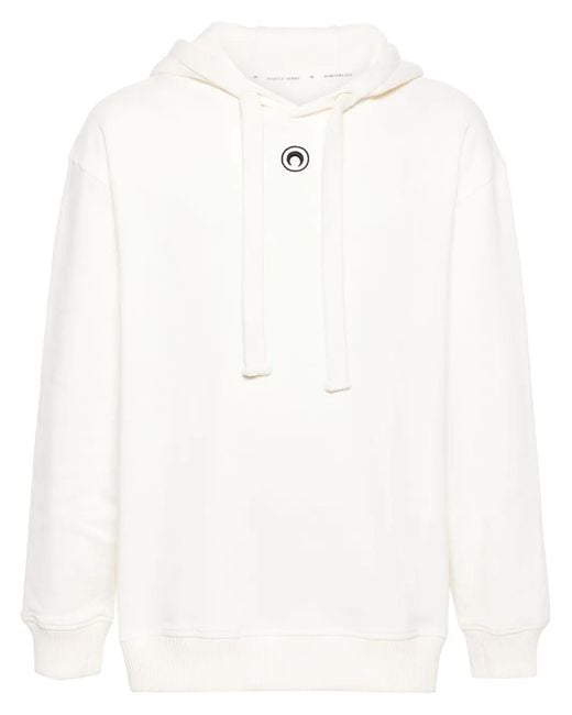 MARINE SERRE White Calendars-Print Organic Cotton Hoodie