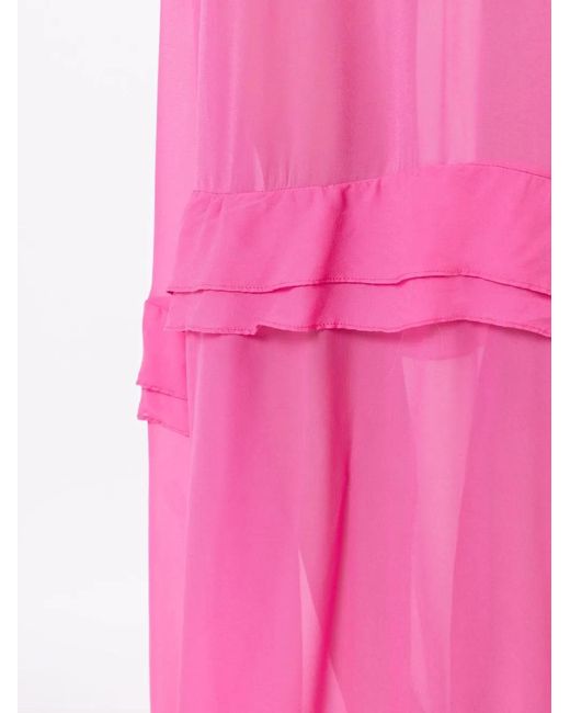 Amir Slama Pink Cut-Out Semi-Sheer Maxi Dress