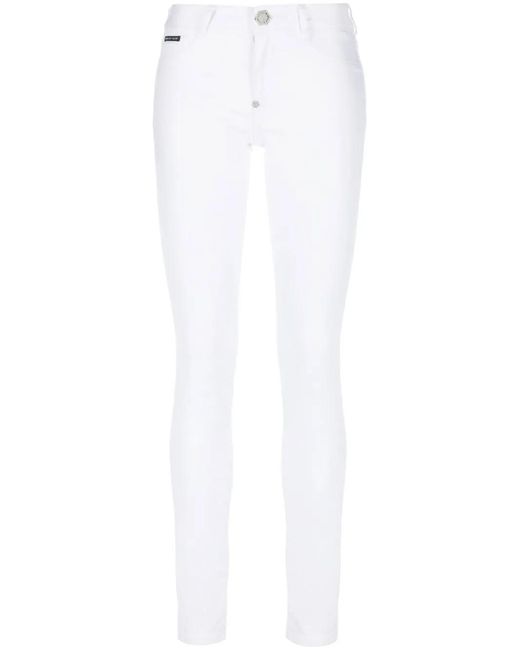 Philipp Plein White High-Rise Skinny-Cut Jeans