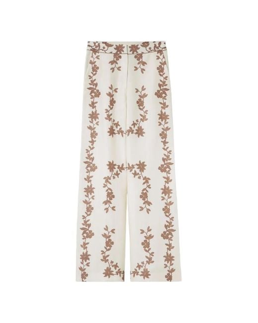 Claudie Pierlot White Floral Wide-Leg Trousers