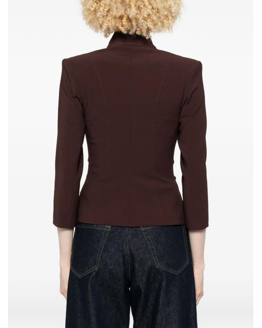 Elisabetta Franchi Brown Buckle-Detail Fitted Jacket