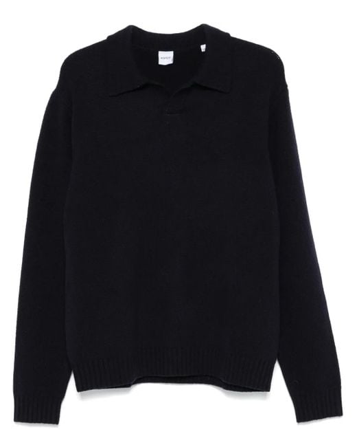 Aspesi Black Fine-Knit Polo Top for men
