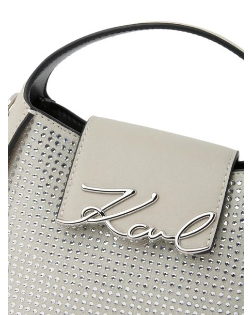 Karl Lagerfeld White Petit Sac À Bandoulière K/Signature À Strass
