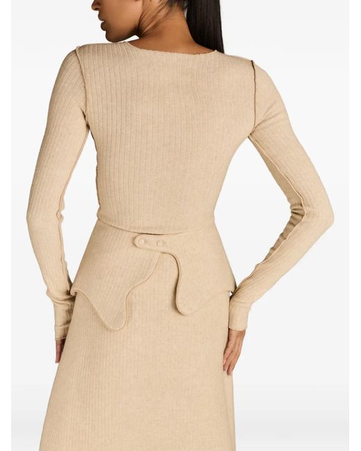 MARK-OFF Natural Brooklyn Ribbed-Knit Midi Skirt