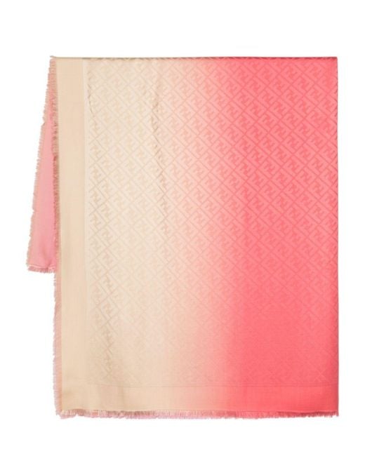Fendi Pink Gradient-effect Logo-print Scarf