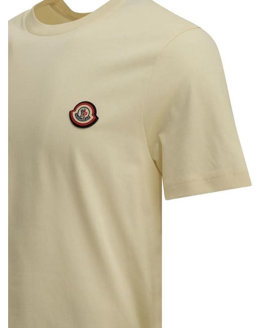 Moncler White Logo-Patch T-Shirt for men