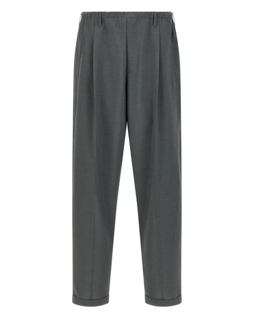 Magliano Gray Pleated-Front Turn-Up Trousers for men