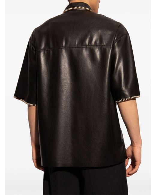 Nanushka Mance Overhemd Met Stikseldetail in het Black voor heren