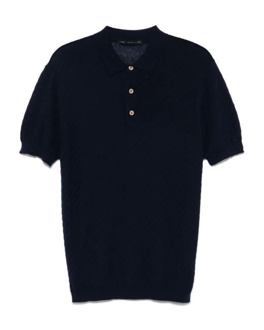 Low Brand Blue Interwoven Polo Shirt for men