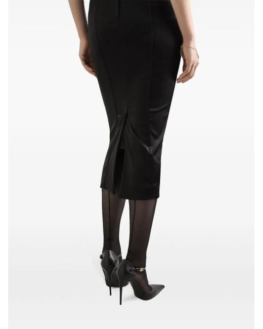 Dolce & Gabbana Black Satin-Midikleid Mit Korsettdetail Und Bh