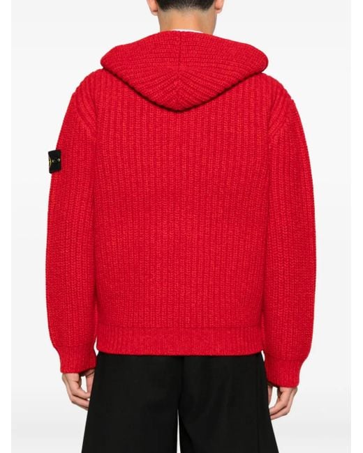 Stone Island 5100069 Fisherman's Kapuzenjacke aus Wolle in Red für Herren