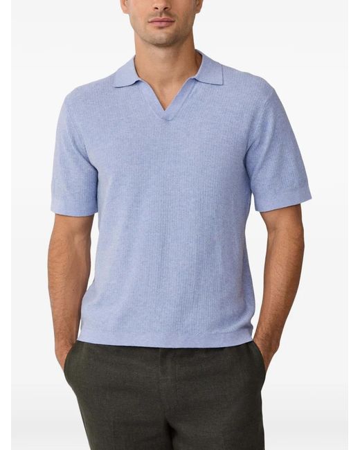 Hackett Blue Riviera Textured-Knit Polo Shirt for men