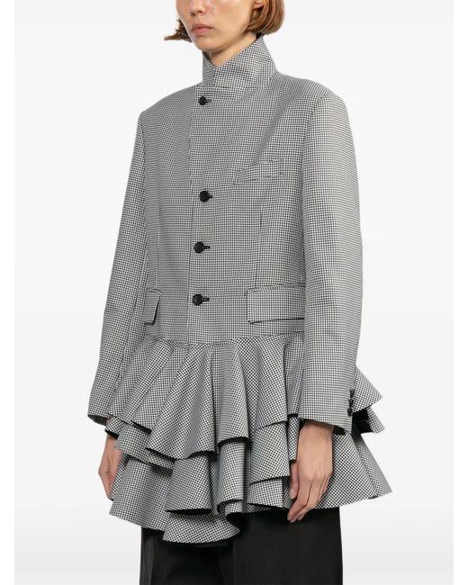 Comme des Garçons Gray Ruffled Houndstooth Jacket