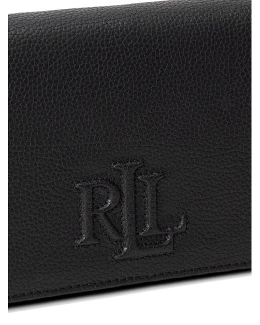 Ralph Lauren Black Embossed-Logo Shoulder Bag