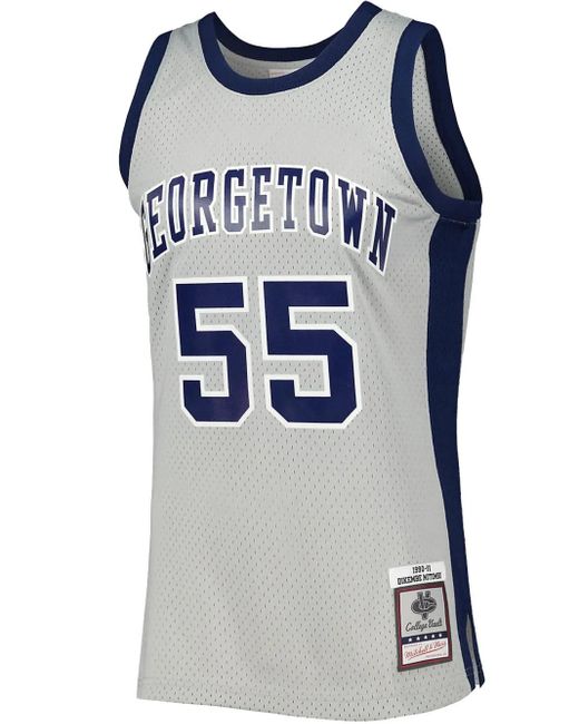 T-Shirt Ncaa Light "Georgetown 1990 Dikembe Mutombo" di Mitchell & Ness in Gray da Uomo