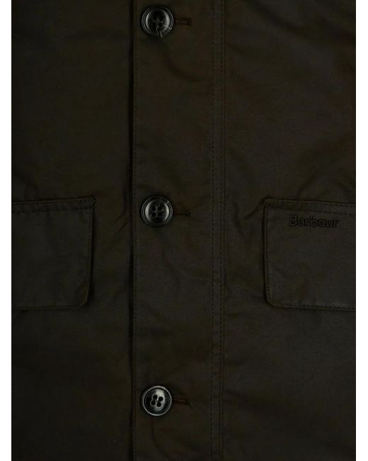 Barbour Black Cotton Buttoned Coat for men