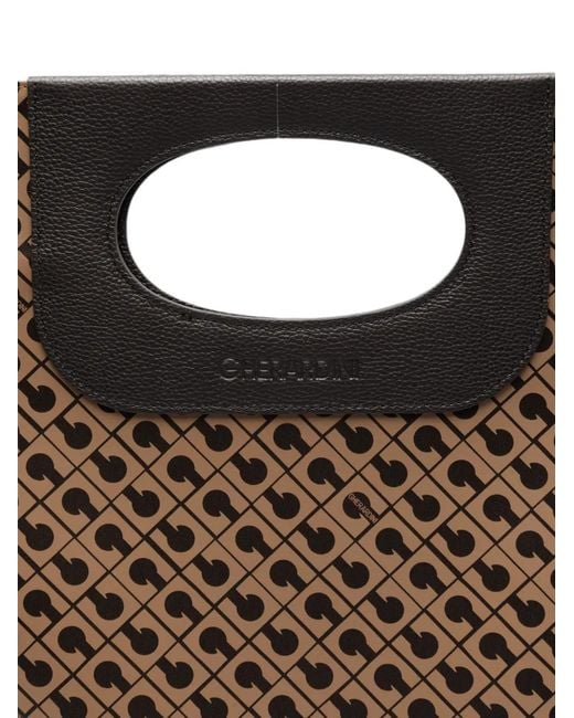 Gherardini Brown Logo-Print Cut-Out Handle Tote Bag
