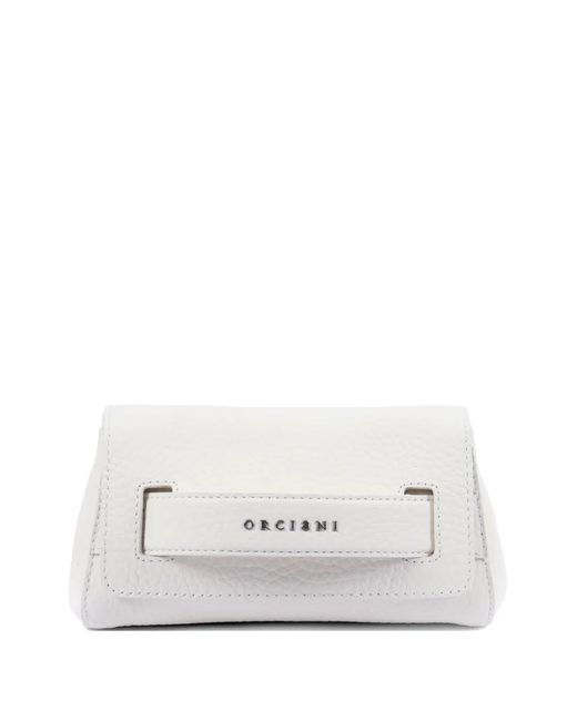Orciani White Mini Gossip Soft Leather Chain Clutch Bag