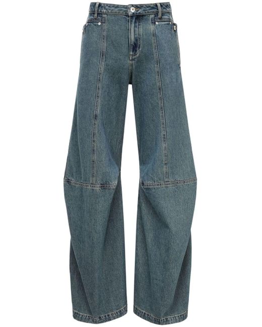 Feng Chen Wang Draped Cargo Jeans in Blue | Lyst